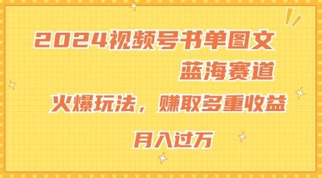 2024视频号书单图文蓝海赛道，火爆玩法，赚取多重收益，小白轻松上手，月入上万【揭秘】-琴书聊项目