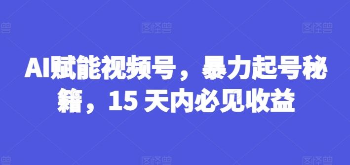 AI赋能视频号，暴力起号秘籍，15 天内必见收益【揭秘】-琴书聊项目