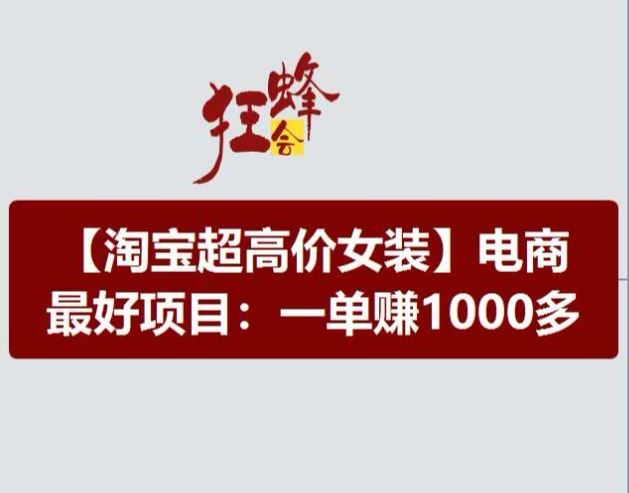 淘宝超高价女装项目，电商最好赛道，一单赚1000多-琴书聊项目