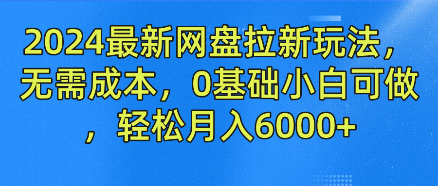 2024最新网盘拉新玩法，无需成本，0基础小白可做，轻松月入6000+-琴书聊项目