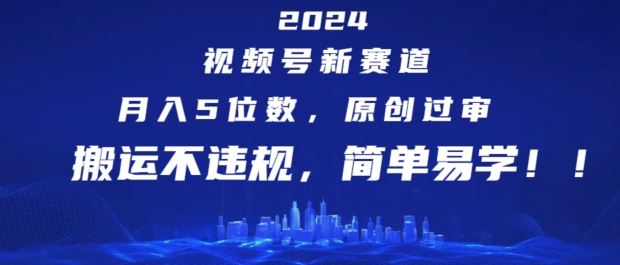 2024视频号新赛道，月入5位数+，原创过审，搬运不违规，简单易学【揭秘】-琴书聊项目