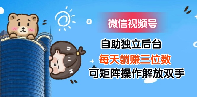 （11910期）微信视频号自助独立后台每天躺赚三位数可矩阵操作解放双手-琴书聊项目