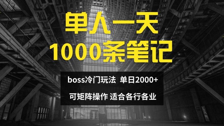 单人一天1000条笔记，日入2000+，BOSS直聘的正确玩法【揭秘】-琴书聊项目