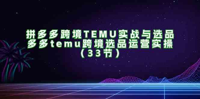 拼多多跨境TEMU实战与选品，多多temu跨境选品运营实操（33节）-琴书聊项目