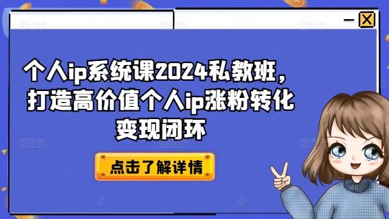 个人ip系统课2024私教班，打造高价值个人ip涨粉转化变现闭环-琴书聊项目