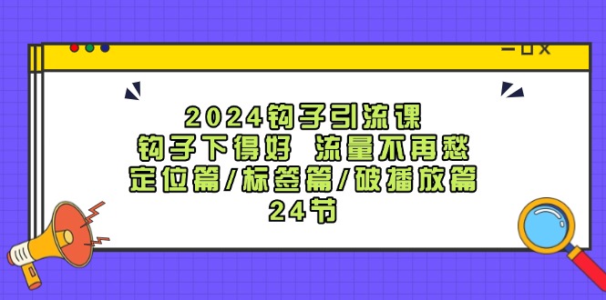 2024钩子引流课：钩子下得好流量不再愁，定位篇/标签篇/破播放篇/24节-琴书聊项目