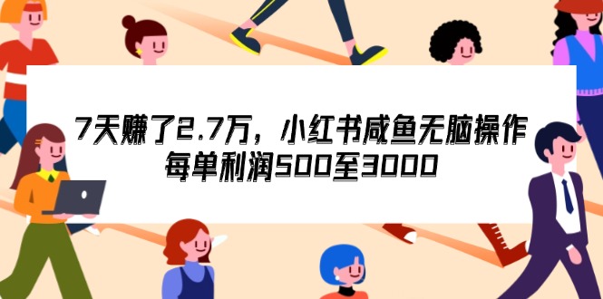 （12192期）7天收了2.7万，小红书咸鱼无脑操作，每单利润500至3000-琴书聊项目