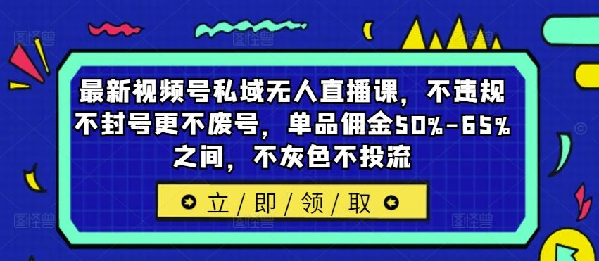 最新视频号私域无人直播课，不违规不封号更不废号，单品佣金50%-65%之间，不灰色不投流-琴书聊项目