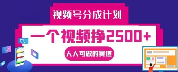 视频号分成计划，一个视频挣2500+，人人可做的赛道【揭秘】-琴书聊项目