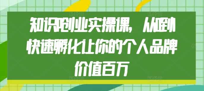 知识IP创业实操课，从0到1快速孵化让你的个人品牌价值百万-琴书聊项目