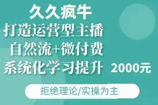 久久疯牛·自然流+微付费(12月23更新)打造运营型主播，包11月+12月-琴书聊项目