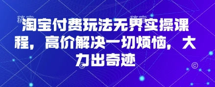 淘宝付费玩法无界实操课程，高价解决一切烦恼，大力出奇迹-琴书聊项目