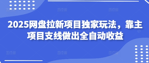 2025网盘拉新项目独家玩法，靠主项目支线做出全自动收益-琴书聊项目