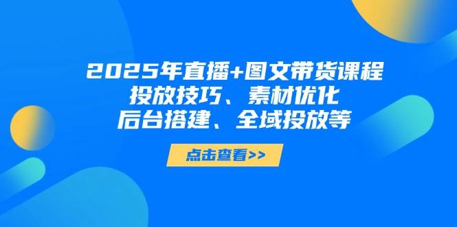 2025年短视频图文带货+直播带货：投放技巧、素材优化、后台搭建、全域投放等-琴书聊项目