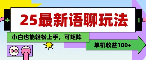 25年最新语聊玩法，纯手工，单机收益100+，小白也能轻松上手，可矩阵操作-琴书聊项目