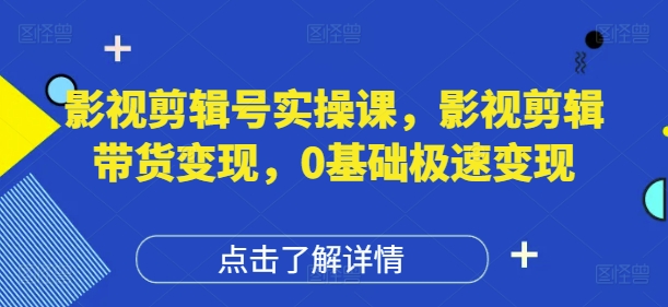 影视剪辑号实操课，影视剪辑带货变现，0基础极速变现-琴书聊项目