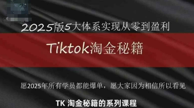 TikTok跨境2025淘金秘籍，​2025TikTok从0到盈利变现-琴书聊项目