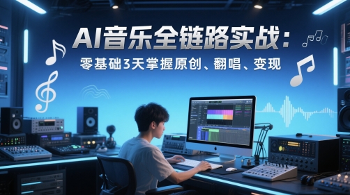 AI音乐全链路实战变现课：零基础3天掌握原创、翻唱、变现-琴书聊项目