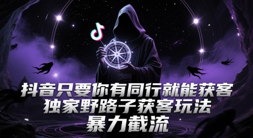 抖音只要你有同行就能获客，独家野路子获客玩法，暴力截流【揭秘】-琴书聊项目