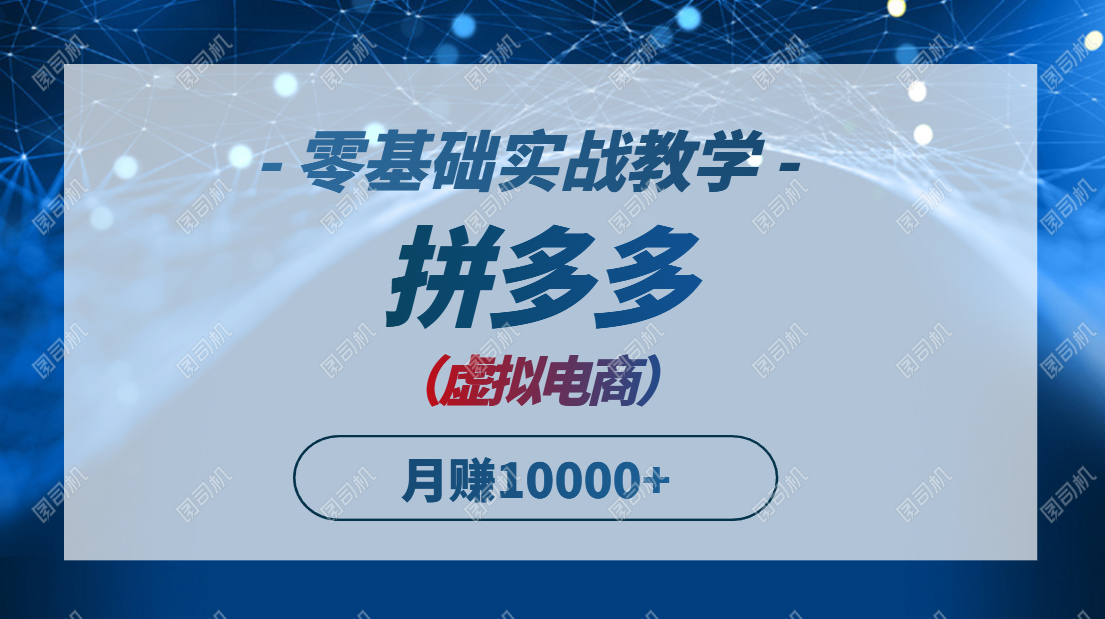 拼多多虚拟电商，零基础实战教学，快速打爆商品，新手也能月入10000+-琴书聊项目