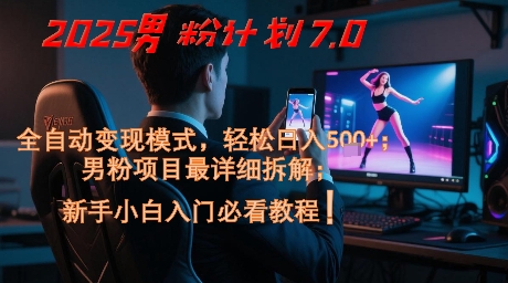 2025男粉计划7.0，全自动变现模式，轻松日入5张+，新手小白必看课程-琴书聊项目