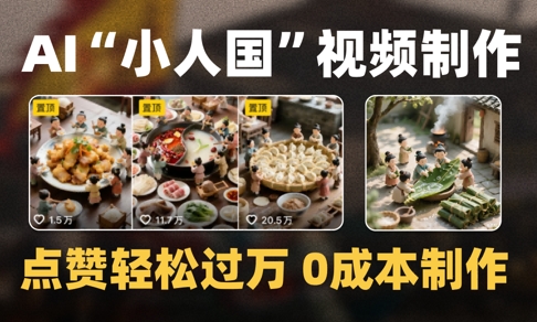 爆款1000W+播放微缩景观迷你小人国AI视频0成本制作全流程教学-琴书聊项目