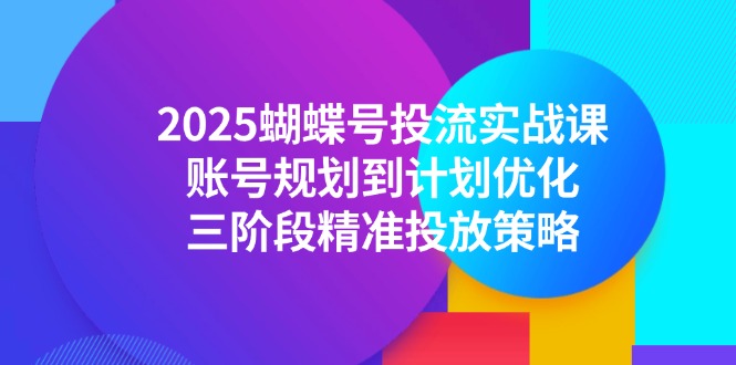 2025蝴蝶号投流实战课，账号规划到计划优化，三阶段精准投放策略-琴书聊项目