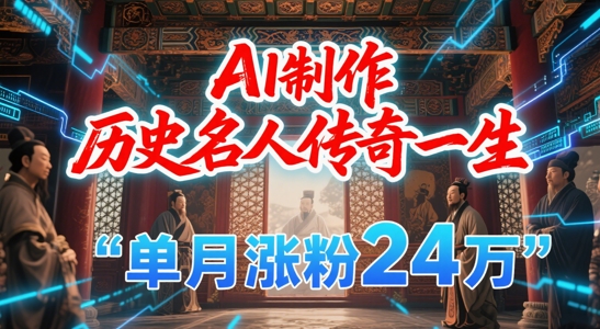 暴力起号！用AI制作历史名人传奇一生，单月涨粉24W，涨粉+变现赛道黑马来了-琴书聊项目