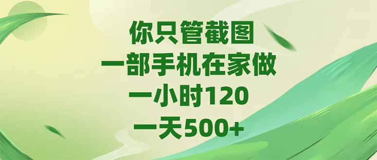 你只管截图，一部手机在家做，一小时120，-天500+-琴书聊项目