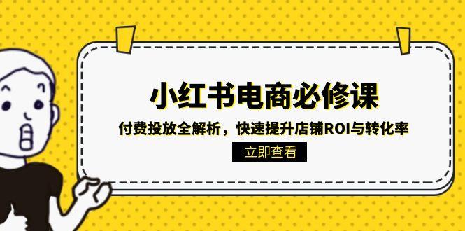 小红书电商必修课：付费投放全解析，快速提升店铺ROI与转化率-琴书聊项目