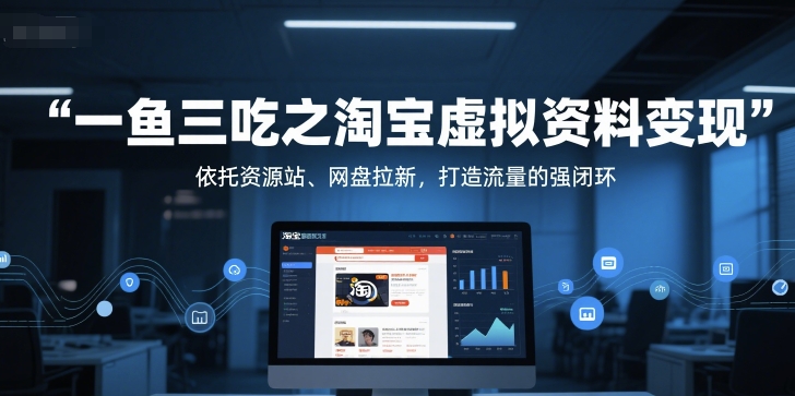 一鱼三吃之淘宝虚拟资料变现，依托资源站、网盘拉新，打造流量的强闭环-琴书聊项目