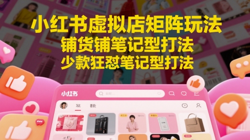 小红书虚拟店矩阵玩法，铺货铺笔记型打法，少款狂怼笔记型打法(更新)-琴书聊项目