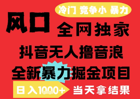 25年6月高爆抖音无人直播最新撸音浪掘金项目，解放双手小白可做，无脑日入1k+，门槛低【揭秘】-琴书聊项目