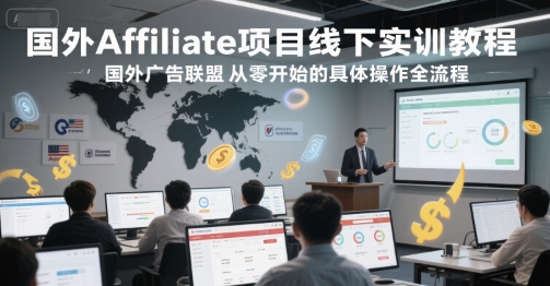 国外Affiliate项目线下实训教程，国外广告联盟从零开始的具体操作全流程-琴书聊项目