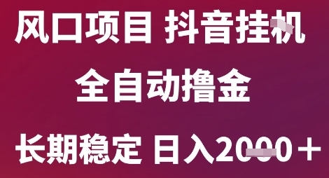 风口项目，六月最新玩法抖音无人挂G，全自动撸金，长期稳定 日入2k+【揭秘】-琴书聊项目
