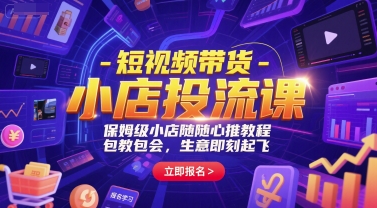 短视频带货-小店投流课，保姆级小店随心推教程，包教包会，生意即刻起飞-琴书聊项目