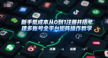 新手低成本从0到1注册并搭建多账号全平台矩阵操作教学，手机号-邮箱-IP-工具-琴书聊项目