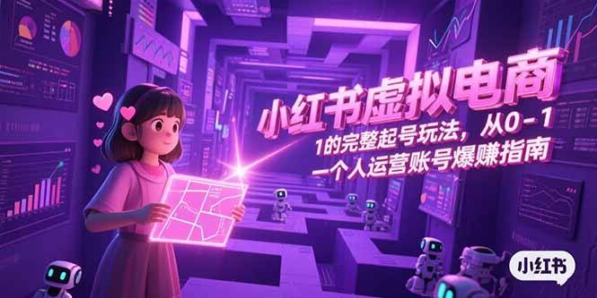 小红书虚拟电商，从0-1的完整起号玩法，一个人运营账号爆赚指南-琴书聊项目