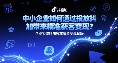 中小企业如何通过投放抖加带来精准获客变现？企业实体抖加投放精准变现秘籍-琴书聊项目