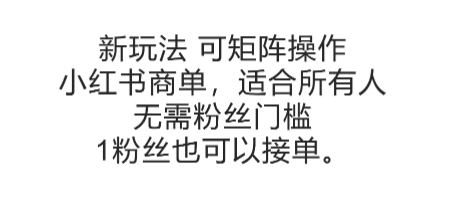 可矩阵操作，小红书商单新玩法，适合所有人，无需粉丝门槛，1粉丝也可以接单-琴书聊项目
