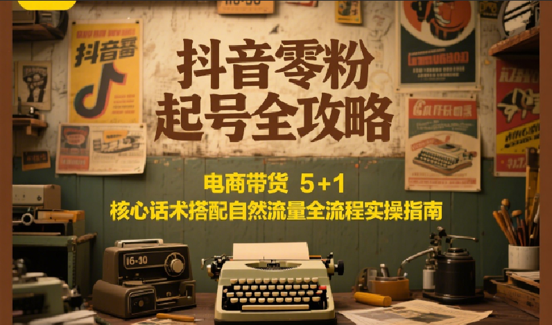 抖音零粉起号全攻略：电商带货 5+1 核心话术搭配自然流量全流程实操指南-琴书聊项目