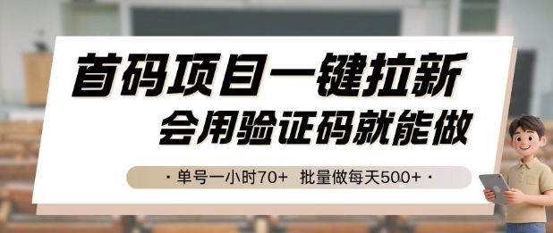 首码项目一键拉新，会用验证码就能做 单号一小时70+，批量做每天5张【揭秘】-琴书聊项目