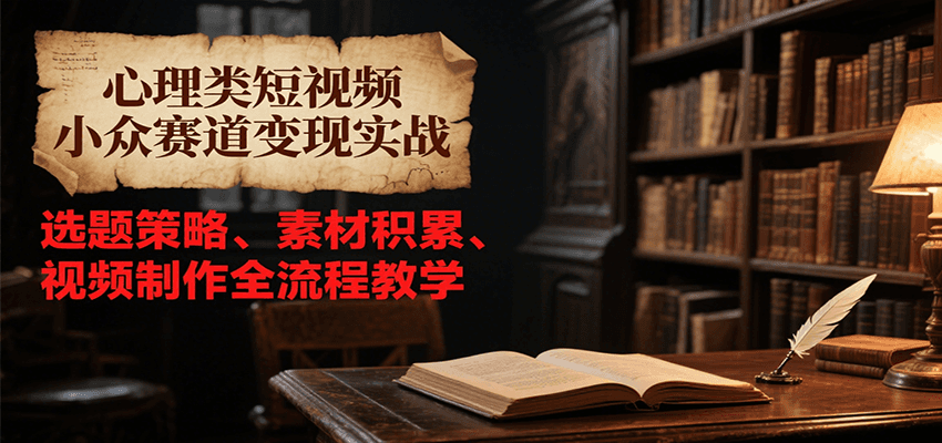 心理类短视频小众赛道变现实战，选题策略、素材积累、视频制作全流程教学-琴书聊项目