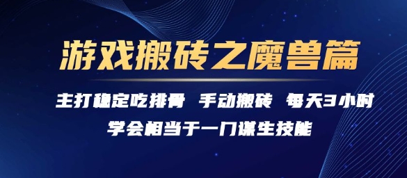 游戏搬砖之魔兽篇，稳定吃排骨每天3小时【揭秘】-琴书聊项目