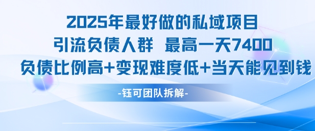 2025年最好做的私域项目，引流负债人群，最高一天变现7.4k，人群占比高，变现难度低，当天就能见到钱-琴书聊项目