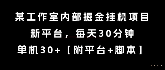 某工作室内部掘金挂G项目，新平台，每天30分钟，单机30+【揭秘】-琴书聊项目