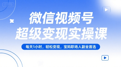 微信视频号超级变现实操课，每天1小时，轻松变现，宝妈职场人副业首选-琴书聊项目