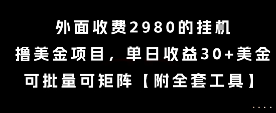 外面收费2980的挂G撸美金项目，单日收益30+美金，可批量可矩阵【揭秘】-琴书聊项目