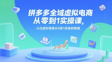 拼多多全域虚拟电商从零到1实操课，小白虚拟电商从0到1实操到精通-琴书聊项目