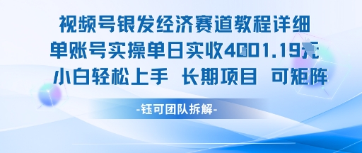视频号银发经济赛道单账号实操单日实收1k+，小白轻松上手长期项目-琴书聊项目
